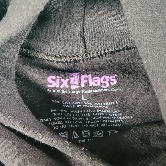 Six Flags Fright Fest Adults Large Pullover Scary Clown Black Long Sleeve - Picture 4 of 9